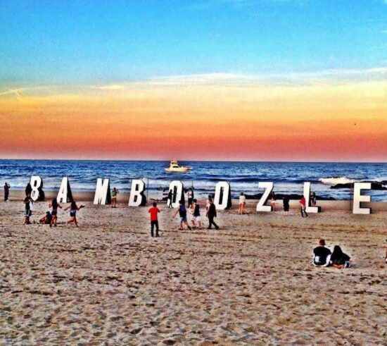 bamboozle in Asbury Park Wooden Letter Cuttouts on the Beach spelling Bamboozle | Eat Sleep Breathe Music
