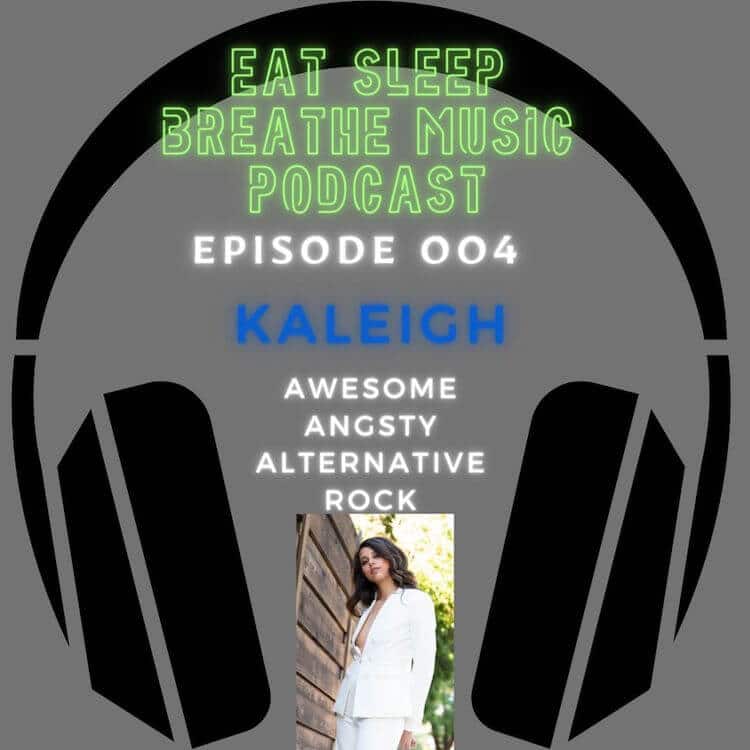 Photo of black headphones with the words "Eat Sleep Breathe Music Podcast Episode 004 Kaleigh Awesome Alternative Rock| Eat Sleep Breathe Music