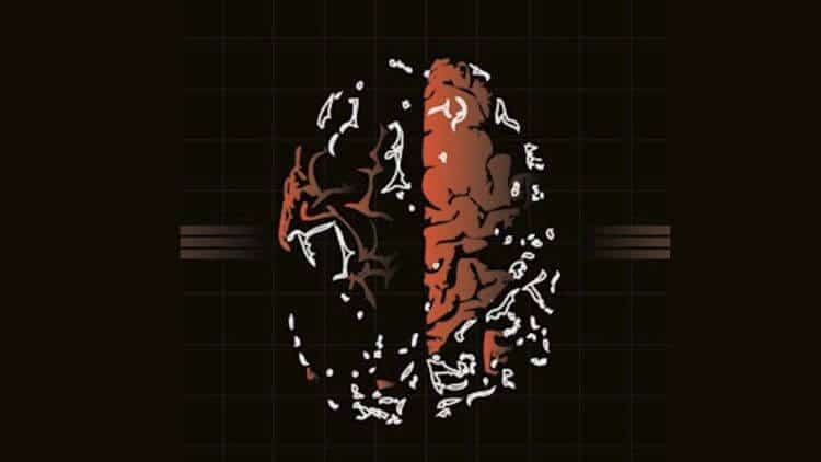 Black background with a graphic of a brain that is red and white and being squeezed |Brainsqueezed Song of the Day Feature | Eat Sleep Breathe Music